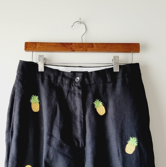 $10 sale 🍓 Deane & White pineapple linen black high waisted slacks size 10 - Picture 6 of 7